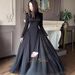 European And American 2025 Spring Cross-Border Elegant Long-Sleeve Designer Round-Neck Black Dress For Women_ecoleips.com