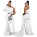 Verve K10374 Fashion Women's Long Skirt Asymmetric Neck Patch Dress_ecoleips.com