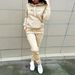 Women's European American Style Autumn Winter Hooded Sweatshirt Casual Letter Print Fleece Lined Thickened Set_ecoleips.com