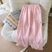 Spring And Summer Thin Loose Size Plaid Design Women's Pajama Pants Elastic Waist Casual Homewear Women Nine-point Trousers_ecoleips.com