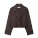 Double-Breasted Short Trench Coat – Parisian Café Core (Polyester, Tailored Collar, Spring Neutral Palette)_ecoleips.com