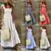 Women's Clothing Summer Temperament Collage Plaid Suspenders Elastic Large Swing Dress_ecoleips.com