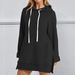 Women's Clothing Solid Color Autumn/Winter Hooded Pocket Slit Fleece Lined Long Women's Sweatshirt_ecoleips.com
