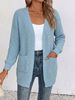 Women Soft Skin-Friendly Breathable Chunky Knit Cardigan Open Front V Neck Long Sleeve Oversized Loose Pocket Mid Length Knit Coat_ecoleips.com