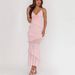 Women Summer Solid Color Spaghetti Strap Dress Elegant Slimming Ruffle Hem Maxi Dress Casual Party Long Gown_ecoleips.com