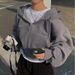 Women's Slim Fit Fleece Hooded Zip-Up Sweatshirt - Stylish Short-Length Pullover For Spring & Autumn - Solid Colors_ecoleips.com