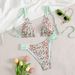 Women's Two Piece Swimsuit Padded Bra Floral Print Bikini Sexy Swimwear_ecoleips.com