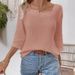 Autumn Simple Solid Color Long-Sleeved V-Neck Women's Shirt Wholesale_ecoleips.com