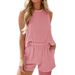 Women's Clothing Twisted Stripe Sleeveless Vest Shorts Striped Two Piece Suit_ecoleips.com