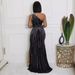 Women’s Clothing two color hot diamond sleeveless oblique shoulder slit hip stretch dress_ecoleips.com