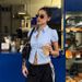 Summer Women's Slim Fit Polo Collar Cardigan Fashionable And Elegant T-Shirt Top European American Style Cross Border Fashion_ecoleips.com