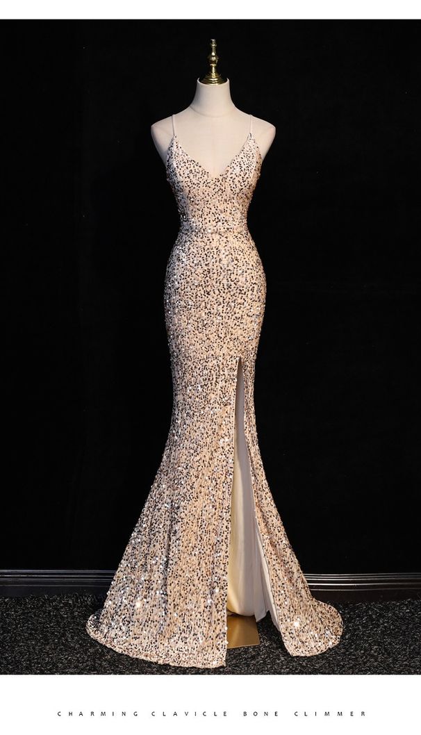 Women's Clothing Light Evening Dress Simple And Generous Temperament Slim Celebrity Banquet Host Skirt_ecoleips.com
