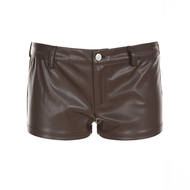 2025s Street Style Spring Autumn Girl Fashion New Sexy Leather Ultra Shorts Low Waist Tight Bodycon Hot Pants_ecoleips.com