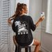 Women's Relaxed Fit Graphic T-Shirt Soft Stretch Cotton Feel Tee Modern Print Comfort Casual Streetwear Top_ecoleips.com