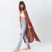 New European And American Style Rust Red Lace Cardigan Loose Plus Size Beach Sun Protection Jacket Bikini Cover-Up_ecoleips.com