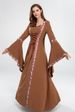 Voya Foreign Trade European American Medieval Retro Hooded Dress With Square Collar, Tie, Bell Sleeves, And Large Hem Skirt_ecoleips.com