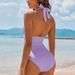 Women's Clothing Solid Color One Piece Bikini Deep V Neck Swimwear Sexy Tie-up Halter Neck Design Summer Swimwear_ecoleips.com