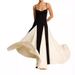 Women's French Color Block Halter Belted Flowy Maxi Dress – Elegant Evening Gown_ecoleips.com