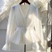 Women's Clothing Autumn French Temperament V Neck Long Sleeved Top Light Luxury High End White Shirt Female_ecoleips.com