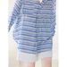 Blue Striped Long-sleeve Jacket For Women, Summer Loose-fitting Casual Style, Lightweight Sun-protective Cardigan Shirt_ecoleips.com