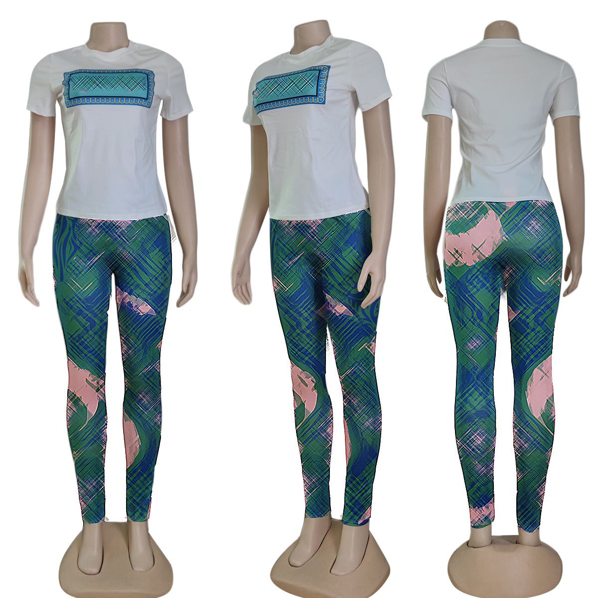 J2722 Women's Summer New Fashion Casual Printed Two-Piece Set_ecoleips.com