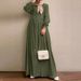 2024 Muslim Women's Clothing Middle Eastern Retro Puff Sleeve Robe Spring And Autumn New Solid Color Fashion Elegant_ecoleips.com