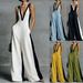 Women's V Neck Sleeveless Jumpsuit Color Block Wide Leg Pants Summer Fashion Style Independent Website Suspender Rompers_ecoleips.com