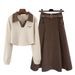 Women's Clothing autumn and winter new fat mm version of age reducing polo collar sweater skirt covering meat two piece suit_ecoleips.com