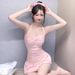 Women's Solid Color One Piece Swimsuit Halter Slimming Sweet Girlish Pure Alluring Style For Hot Springs_ecoleips.com
