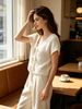 Loose Hollow Out Soft Breathable Knit Short Sleeve Cardigan_ecoleips.com