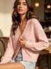 Women Loose Ribbed Knit Hooded Cardigan, Lightweight Hollow Eyelet Soft Skin-Friendly Long Sleeve Open Front Sweater_ecoleips.com