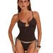 Women's Colorful Three Piece Swimsuit Sexy Simple Two Piece Bikini Set_ecoleips.com