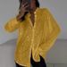 2025 Spring Summer New Sequin Top Turn-down Collar Long Sleeve Cardigan Basic Women's Shirt Jacket_ecoleips.com