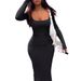 In-stock Sale 2023 Cross-border New Fashion Solid Color Ribbed Dress_ecoleips.com