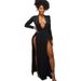 Women's Clothing High Cut Deep V Dress Long Skirt _ecoleips.com