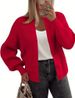 Women's Long Sleeve Knit Cardigan With Button Front, Cozy Chunky Knit Sweater, Round Neck Open Front Casual Fall Fashion Top_ecoleips.com