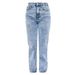 Women's Clothing Light Blue High Waist Loose Comfortable Slim Fit Fashion Straight Casual Denim Trousers_ecoleips.com