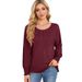 2025 Autumn And Winter Women's Round Neck Pleated Long Sleeved Casual Top T-shirt_ecoleips.com