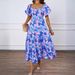 Indepdt Station Cross-Border European And American Summer New Elegant Off-Shoulder Printed Puff Sleeve Dress For_ecoleips.com