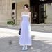 AD101 French-style College-style Blue Striped Dress With A Fresh Sweet Temperament, Waist-cinching And Slimming,_ecoleips.com