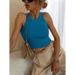 Aria Basics Aria Basics Cross-Border Knitted For Women, European And American Style, Summer 2025, Solid Color, Slim Fit, Ribbed Inner Layer,_ecoleips.com