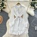 Women's Clothing Heavy Hollow Hook Embroidery Waist Single Breasted Dress Elegant Skirt_ecoleips.com