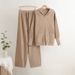 Autumn And Winter New Hooded Knitted Cardigan Jacket Wide Leg Pants Two Piece Temperament Suit For Women_ecoleips.com