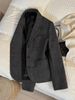 "Gray Wool Herringbone Blazer For Women – Winter Cropped Office Jacket, Slim Fit Professional Blazer With Notched Lapel"_ecoleips.com