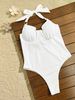 Women's Clothing White Water Soluble Embroidered Bikini One Piece Swimsuit Conservative Slimming Beautiful Back Design For Hot Spring_ecoleips.com