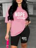 Summer Women's Casual Fashion Letter Print Loose T-shirt+shorts Two-piece Sportswear Suitable For Daily Wear-87_ecoleips.com