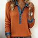 Women's Denim Collar Knit Sweater – Oversized Long Sleeve Pullover With Color Block Design (Black/Orange/Khaki/Green/Sky Blue, S-3xl)_ecoleips.com