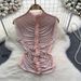 Women's Sparkling Sleeveless Vest High Neck Fishtail Top Sexy Alluring Inner Layer for Early Spring_ecoleips.com