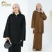 Modest Abaya Dress Women's Autumn Winter Thickened Knitted Two-Piece Suit Loose Sweater Skirt Set Middle East_ecoleips.com