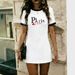 Eiffel Tower Letter Print Round Neck Short Sleeve T-Shirt Dress - French Romantic Style Fashion Casual Wear For Women_ecoleips.com